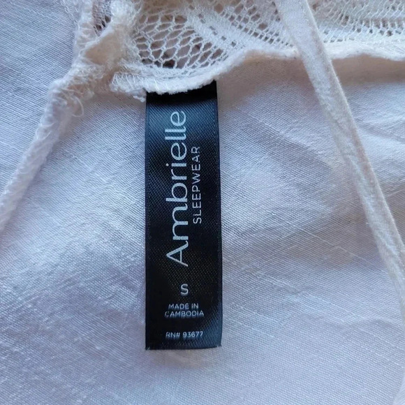 Ambrielle Sleepwear Babydoll Semi Sheer Lingerie Pink Lace Nighty Size Small - Picture 5 of 9